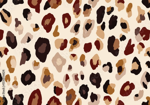 Fototapeta Leopard print seamless pattern, simple design, beige background, vector illustration, muted colors, digital art, digital drawing.