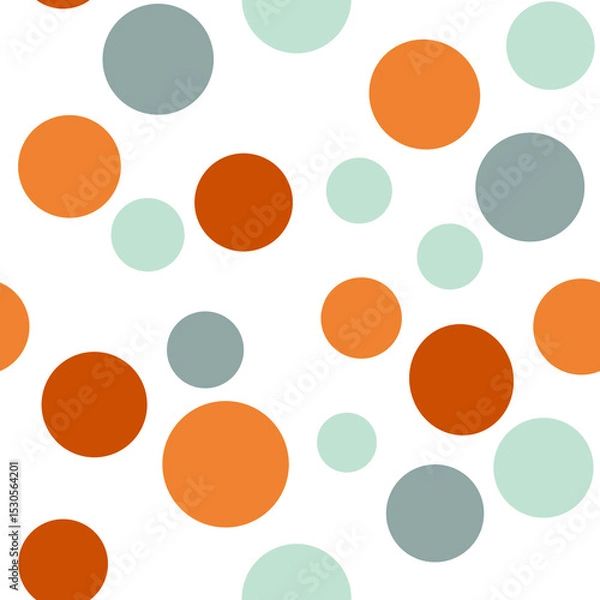 Fototapeta Simple geometric polka dot pattern Retro colors Mixed flat polka dot pattern on white background Minimalist design