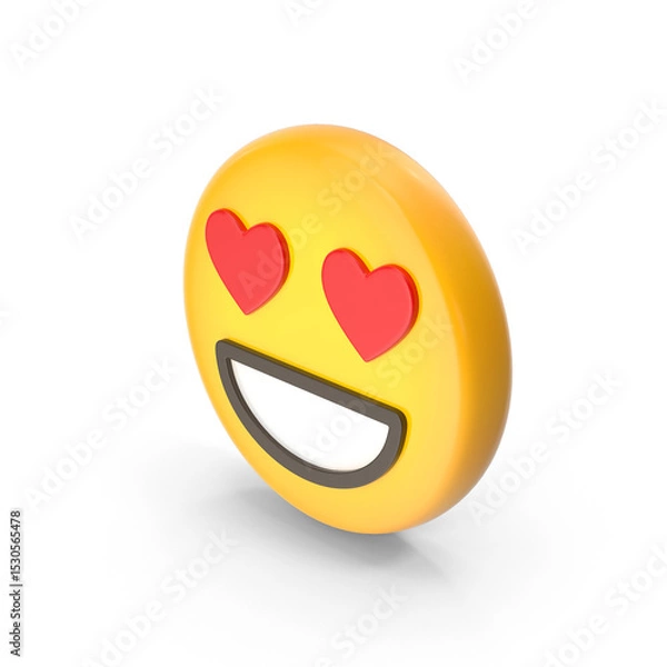 Fototapeta Smiling face with heart eyes emoji icon isolated on transparent background