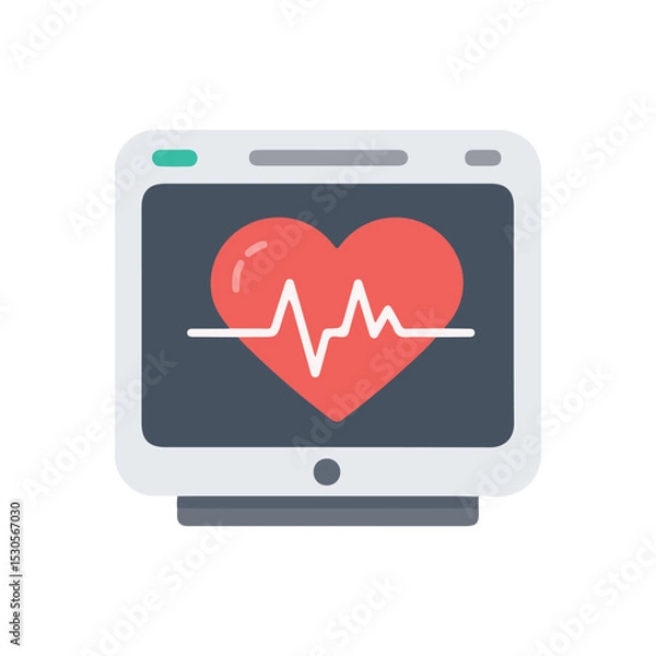 Obraz flat vector icon of health and medical equipment, heart rate monitor, suitable for infographic design and applications