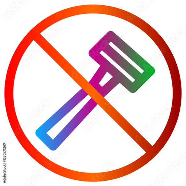 Fototapeta No Shaving Symbol with Razor and Prohibited Circle Gradient