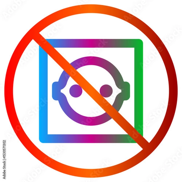 Fototapeta No electrical outlet vector icon with prohibition sign for safety message