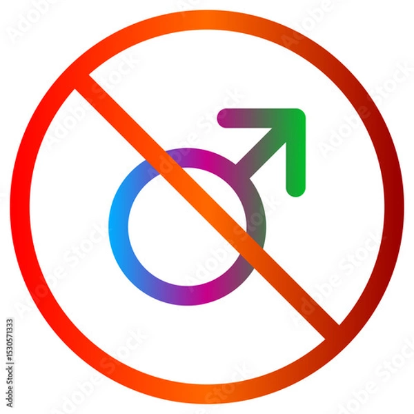 Fototapeta Male Symbol Prohibition Sign with Gradient Colors and Red Circle