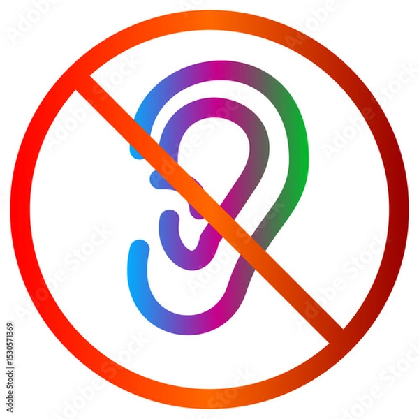 Fototapeta No Listening Symbol Colorful Gradient Ear with Prohibition Sign