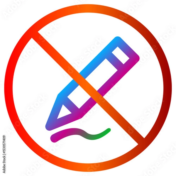 Fototapeta No Editing Icon with Red Circle and Gradient Pencil Design