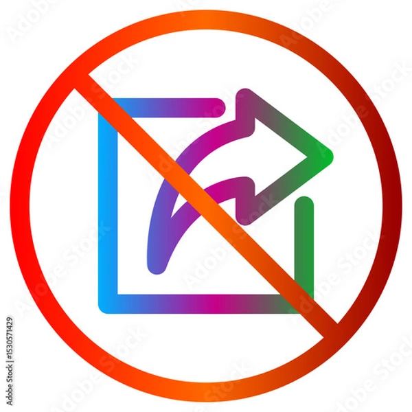 Fototapeta No Sharing Concept with Red Circle and Colorful Arrow Icon