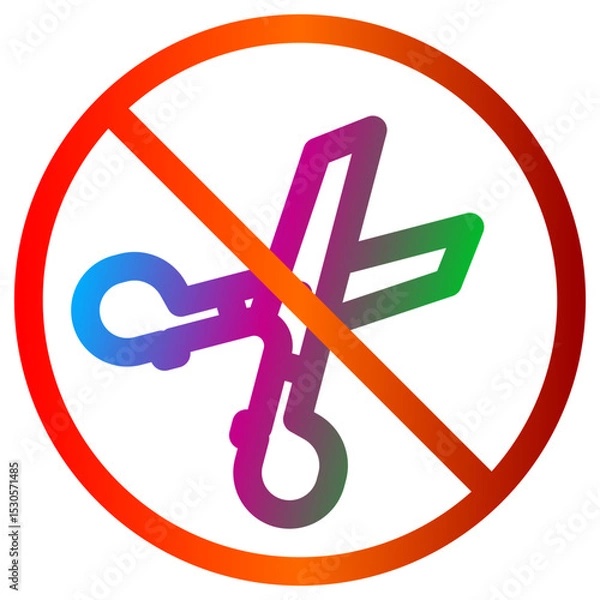 Fototapeta No Cutting Sign with Scissors Symbol Prohibition Icon Graphic