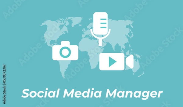 Fototapeta Social media manager working with different multimedia