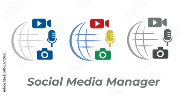 Fototapeta Social media manager working with different multimedia