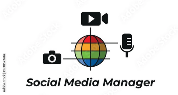 Fototapeta Social media manager working with different multimedia