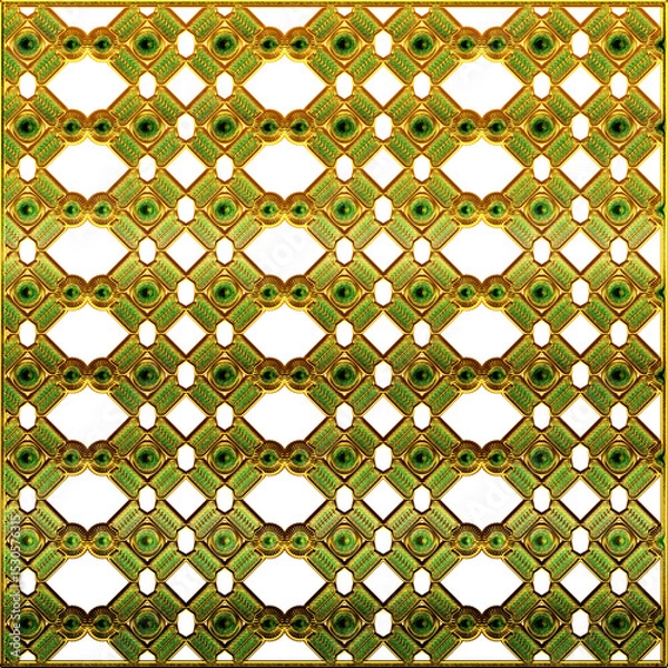 Obraz seamless geometric pattern 3d green gold