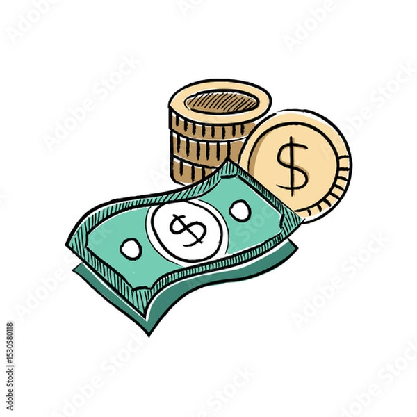 Obraz Hand Drawn Fill UMKM Small Business Micro Illustration