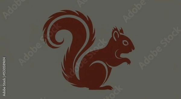 Fototapeta Stylized Squirrel Silhouette with Curved Tail