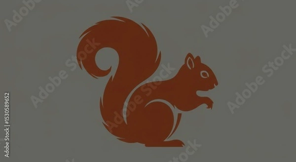 Fototapeta Stylized Squirrel Silhouette with Curved Tail