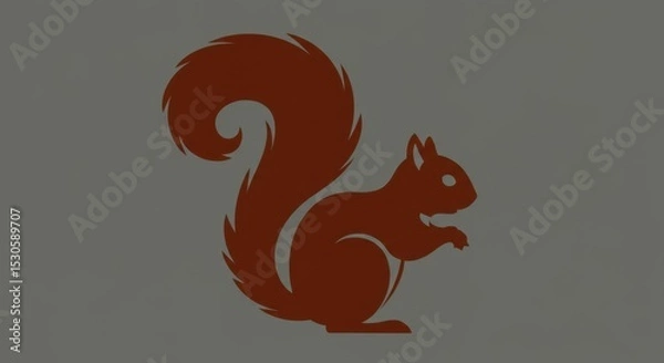 Fototapeta Stylized Squirrel Silhouette with Curved Tail