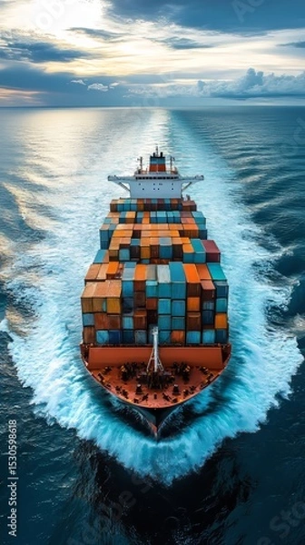 Obraz Big ship logistic  with container in the ocean 