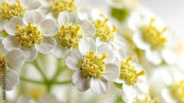 Fototapeta Closeup Of Delicate White Flowers With Dew Drops