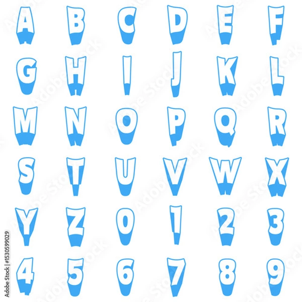Obraz 水色立体フォントセット（英数字）