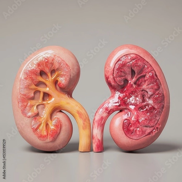 Obraz Anatomical model of two human kidneys