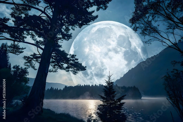 Obraz moon and trees