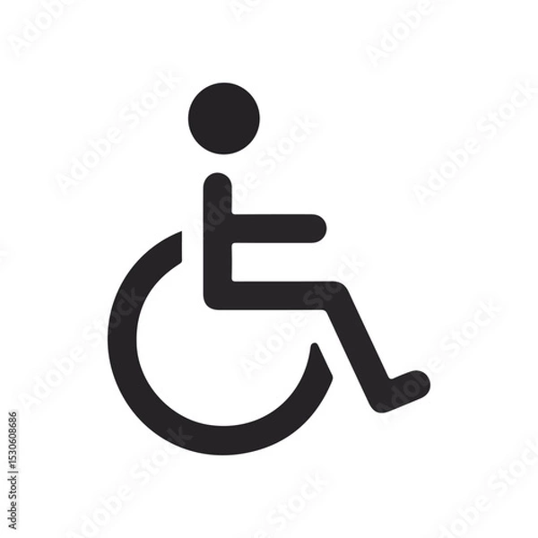 Fototapeta flat vector icon of health and medical equipment, wheelchair, suitable for design and infographic applications
