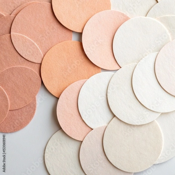Fototapeta Abstract Background of Overlapping Pastel Colored Paper Circles on White Surface