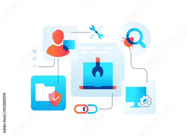 Fototapeta Computer repair services - flat design style illustration