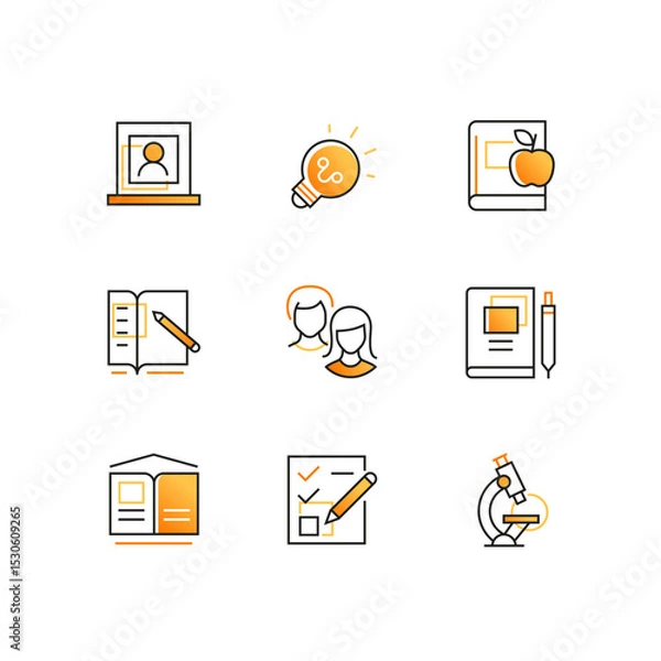 Fototapeta Education - modern line design style icons set