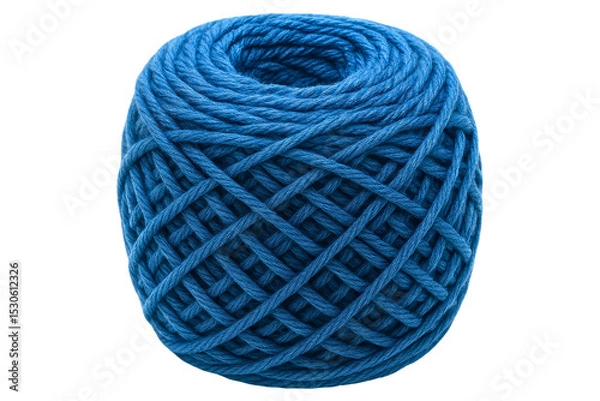 Fototapeta Blue yarn ball for crafting and DIY projects at home on a transparent background