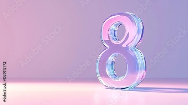 Obraz Number 8 in violet gradient color background
