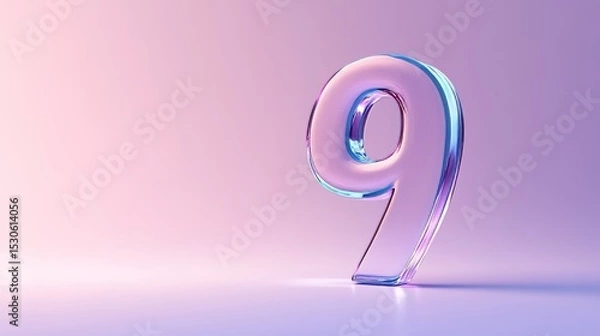 Obraz Number 9 in gradient color background, copy space