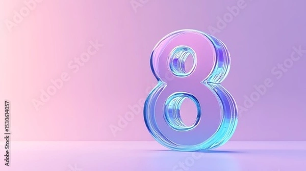 Fototapeta Number 8 in violet gradient color background