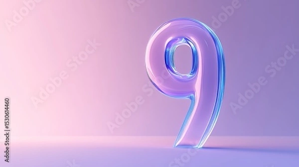 Obraz Number 9 in gradient color background, copy space