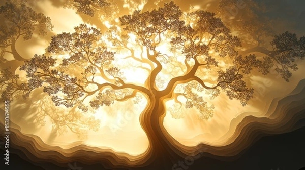 Obraz Paper cut tree with light