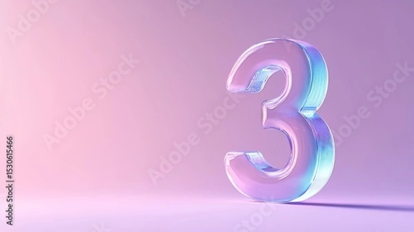 Obraz Number  in trans3parent glass with gradient violet background