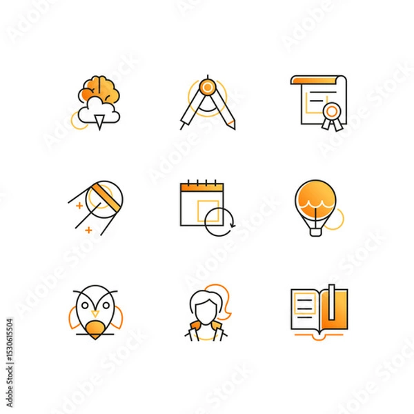Fototapeta Education - modern line design style icons set