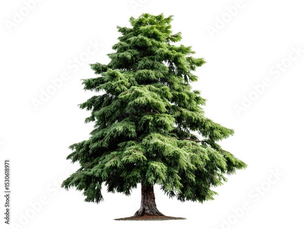 Fototapeta Conifer Tree on White Background