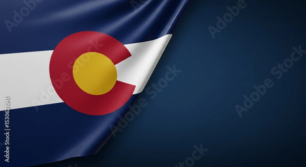 Fototapeta Colorado Day Elegance – Close-Up of State Flag on Deep Blue Background