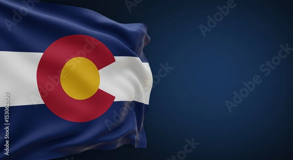 Fototapeta Colorado Day Elegance – Close-Up of State Flag on Deep Blue Background