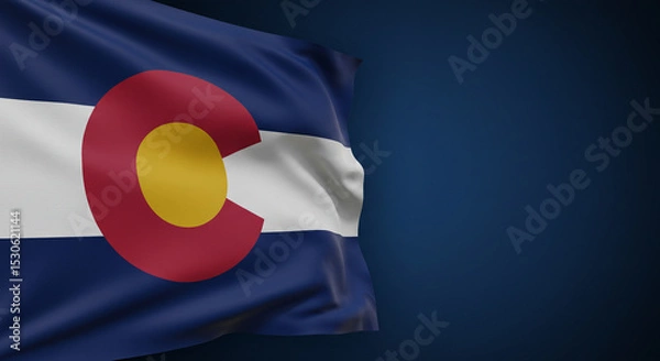 Fototapeta Colorado Day Elegance – Close-Up of State Flag on Deep Blue Background