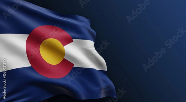 Fototapeta Colorado Day Elegance – Close-Up of State Flag on Deep Blue Background