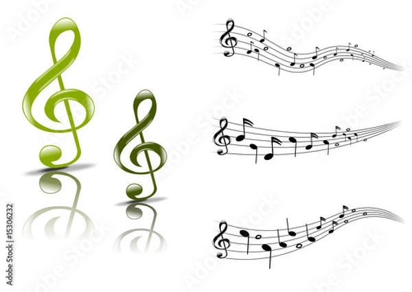 Obraz Noten mit Notenschlüssel