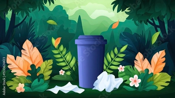 Fototapeta Litter in a Lush Forest Setting
