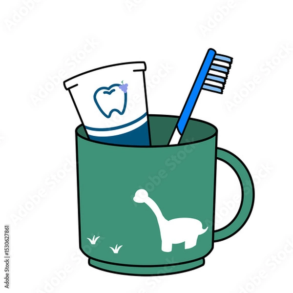 Fototapeta 子供用の歯磨きセットのイラスト