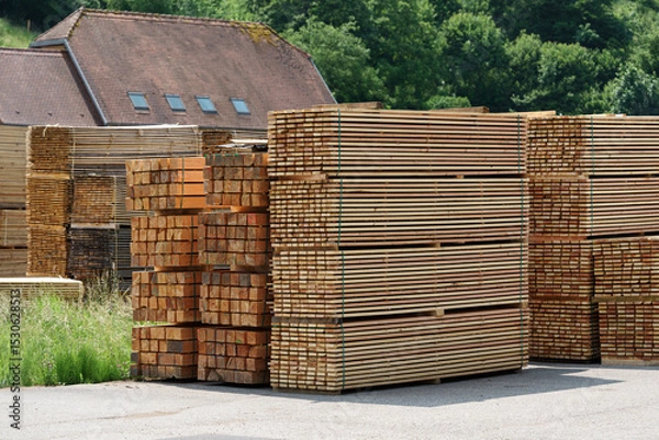 Obraz bois de menuiserie stocké en scierie