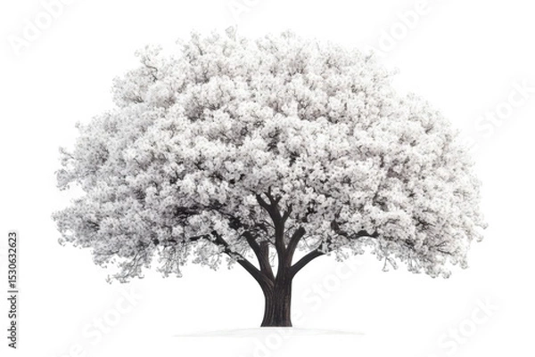 Obraz Winter Tree Flourishes with its Snowy Crown, with Tree Silhouette Theme.
