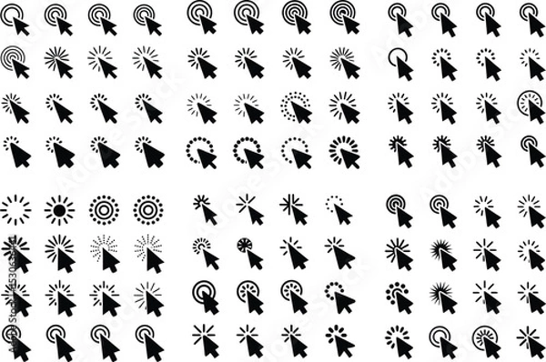 Fototapeta Large collection of cursor click icons for websites