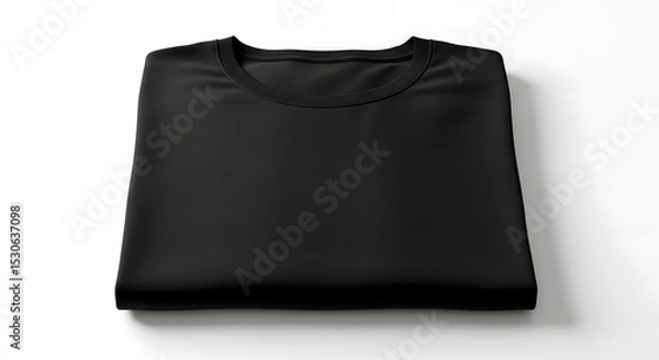 Obraz Folded Black T-Shirt Mockup Plain, Simple, and Perfect for Design Presentations or E-commerce