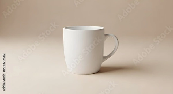 Obraz Simple White Coffee Mug, Minimalist Mug Design, Clean White Ceramic Mug, Blank Mug Mockup, Porcelain Mug Photography