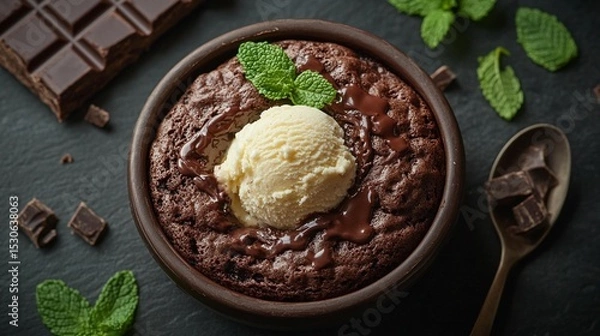 Obraz Chocolate dessert with ice cream